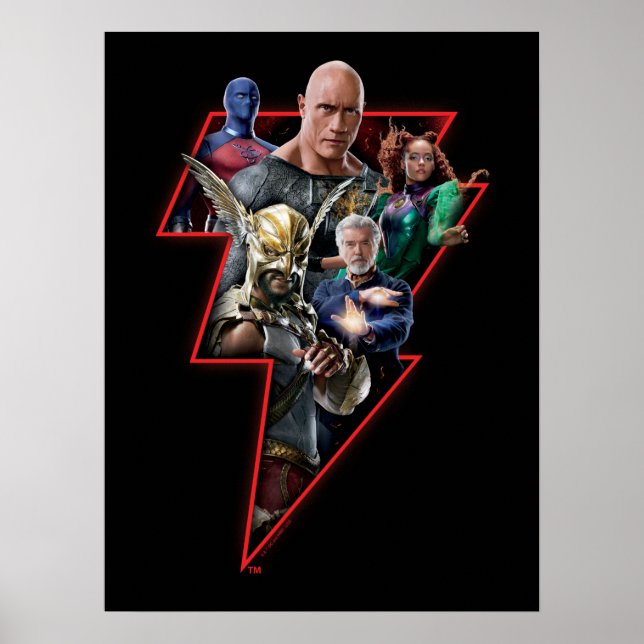 Poster Black Adam Group Lightning Graphic (Devant)