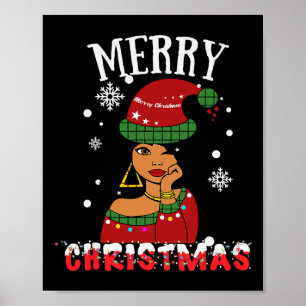 Poster Black African American Joyeux Noël Melanin Wom