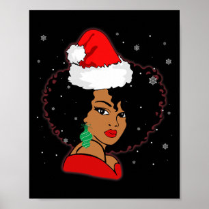 Poster Black African Girl American Melanin Christmas Sant