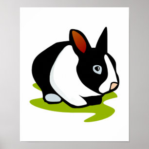 Poster black and white bunny rabbit
