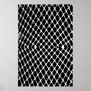 Poster Black and white checkered illustration