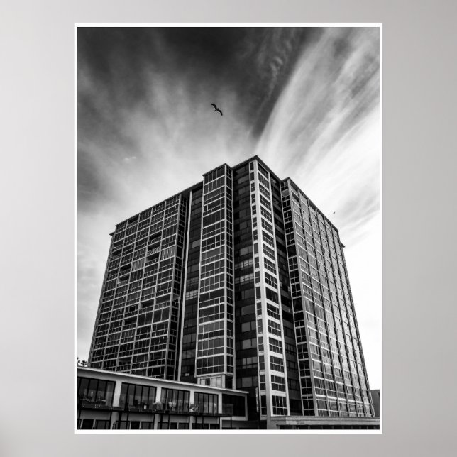 Poster Black and White City Modern Architecture Wall Art (Devant)