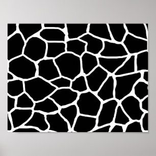 Poster Black and White Giraffe Print Animal Pattern