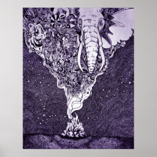 Poster black and white pen and ink drawing