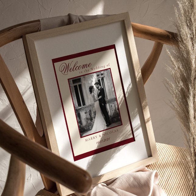 Poster Black and White Photo Old Money Wedding Welcome (Créateur téléchargé)