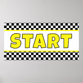 Poster Black and white Racing START Line Banner