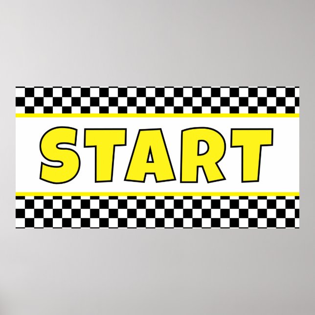 Poster Black and white Racing START Line Banner (Devant)