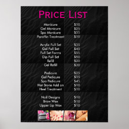 Poster Black beauty Nail Salon Prix Menu