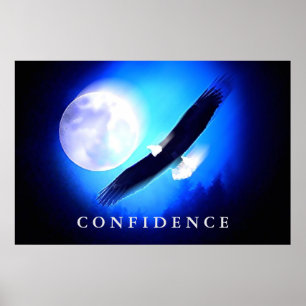 Poster Black Blue Landing Eagle Motivational Confiance