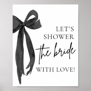 Poster Black Bow Douche La Mariée Avec Symbole D'Amour