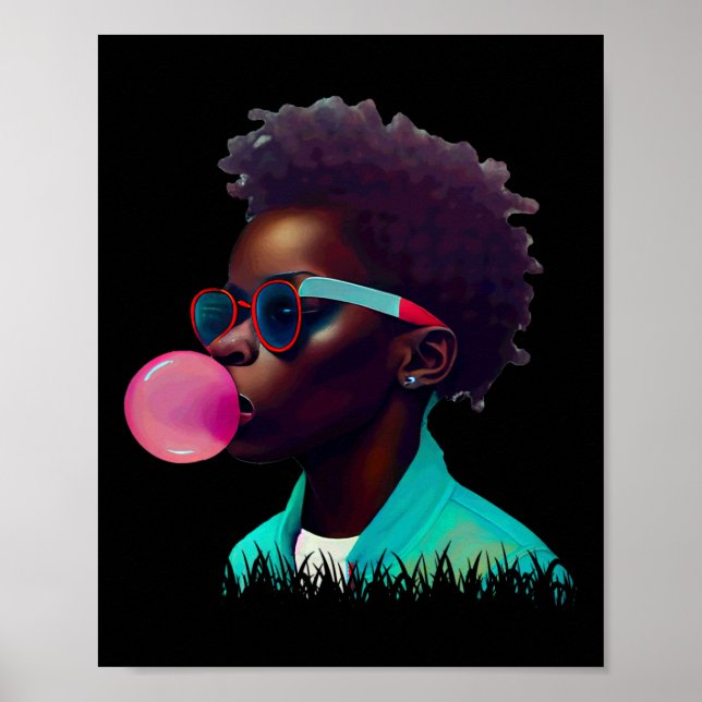 Poster Black Boy Joy Bubble Gum Fun African Melanin Princ (Devant)