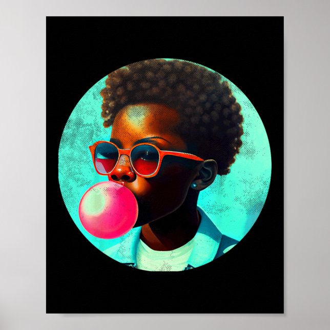 Poster Black Boy Joy Bubble Gum Fun African Melanin Princ (Devant)