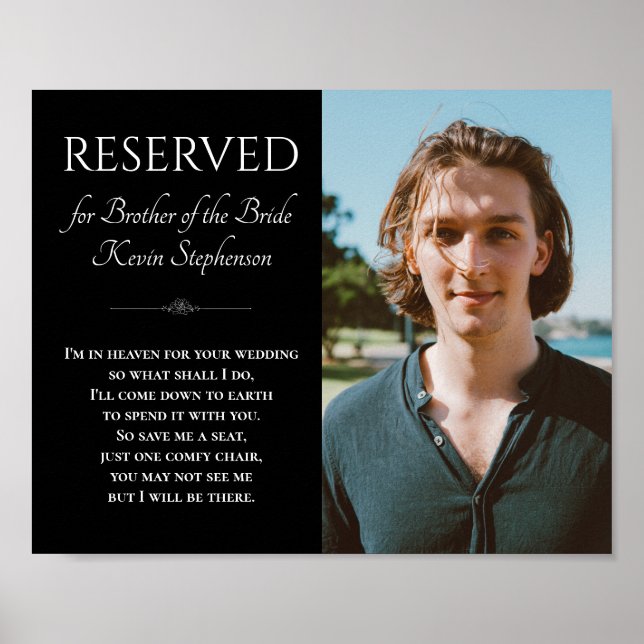 Poster Black Brother of Bride Photo Mariage (Devant)