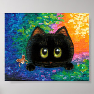 Poster Black Cat Art Mouse Créationarts