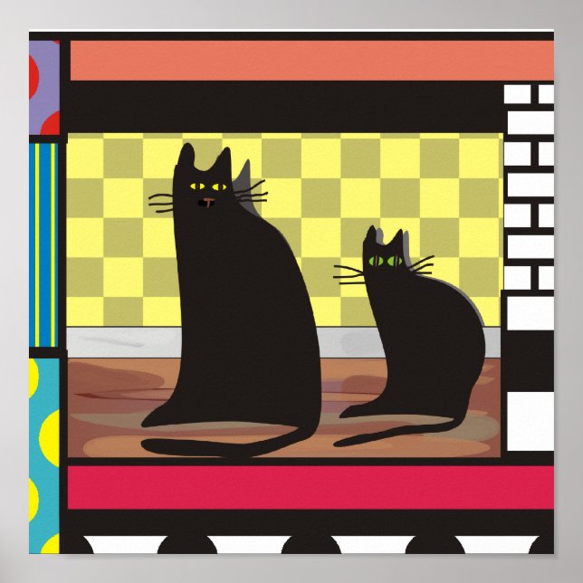 Poster Black Cat Art, "Two Friends" (Devant)