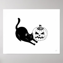 Poster Black Cat & Jackolantern Halloween Imprimer