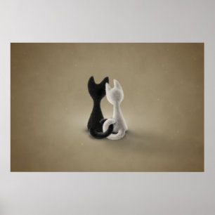 Poster Black Cat White Cat (Color 3)