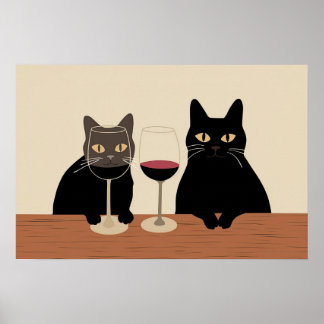 Poster Black Cat Wine Lover 