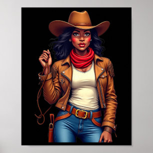 Poster Black Cowgirl Texas Western Rodeo Melanin Black Hi