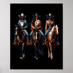 Poster Black Cowgirl Western Rodeo Melanin Histoire noire
