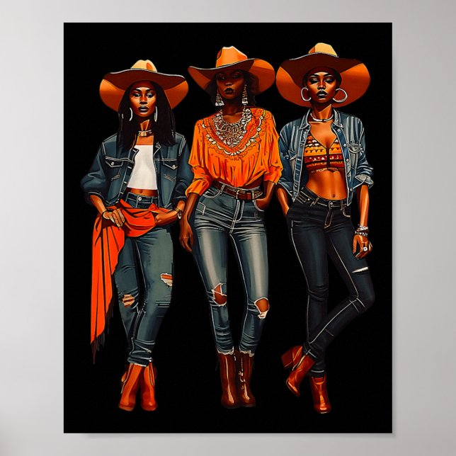 Poster Black Cowgirl Western Rodeo Melanin Histoire noire (Devant)
