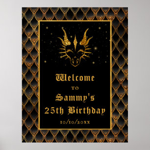 Poster Black Dragon Scales Gold Anniversaire Bienvenue