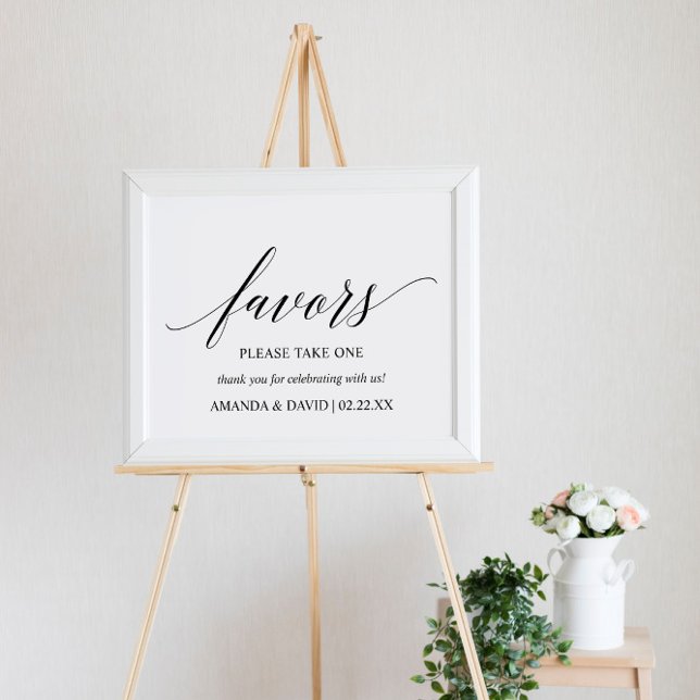 Poster Black Elegant Typography Wedding Favors Sign (Créateur téléchargé)
