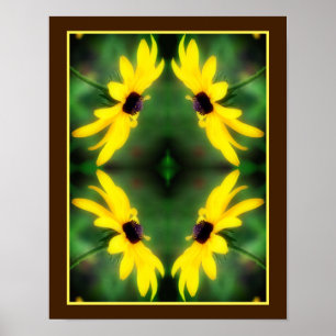 Poster Black Eyed Susan Daisy Flower Miroir Abstrait