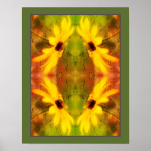 Poster Black Eyed Susan Daisy Trouvé Abstrait