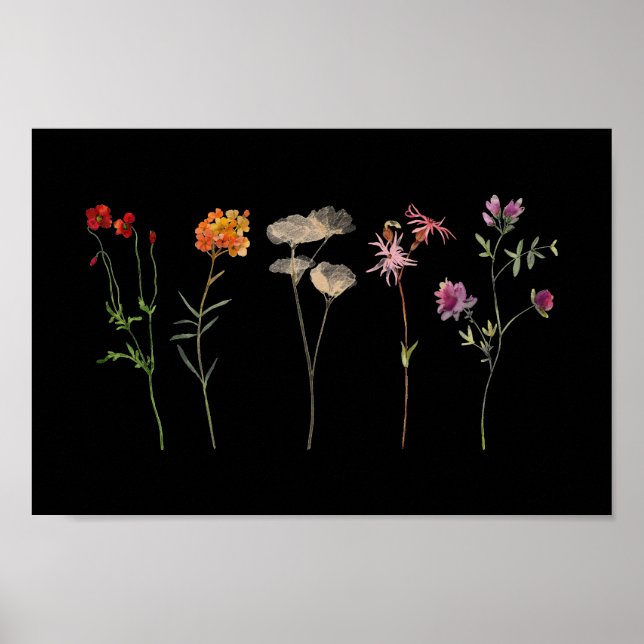 Poster Black Fleur sauvage Lesbian Pride Mur Art (Devant)