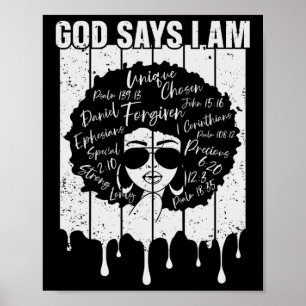 Poster Black Girl God Dit Que Je Suis Noir Melanin Histoi