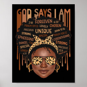 Poster Black Girl God Dit Que Je Suis Noir Melanin Histoi