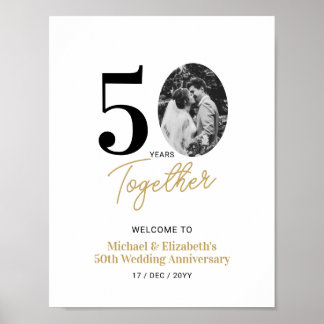 Poster Black Gold 50th Mariage Anniversaire de la photo B