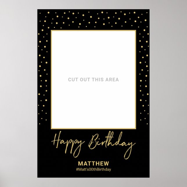Poster Black & Gold Adult Anniversaire photo Prop (Devant)