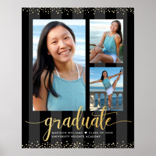 Poster Black Gold Graduation 3 Parties scintillant photo 
