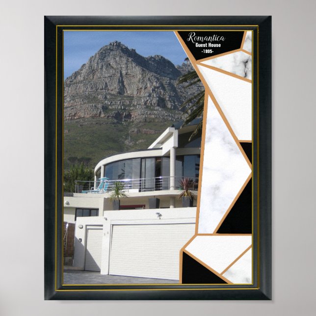 Poster Black Gold Modern géométrique Abstrait (Devant)