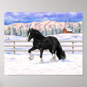Poster Black Gypsy Vanner Irlandais Cob Brouillon Cheval