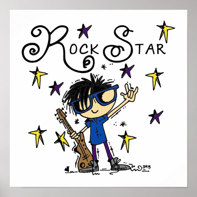 Poster Black Hair Boy Rock Star (Devant)