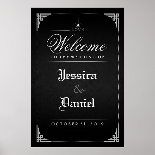 Poster Black Halloween gothique Spider Bienvenue au Maria (Devant)