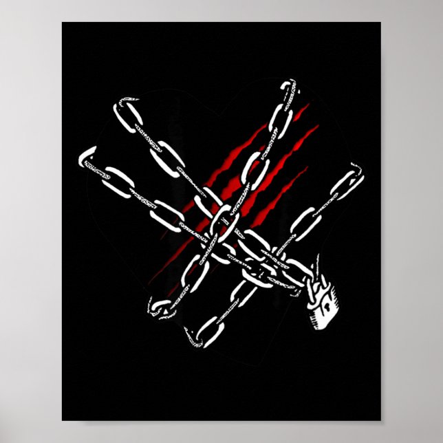 Poster Black Heart Red Chains Cool Gothic Valentine's Day (Devant)