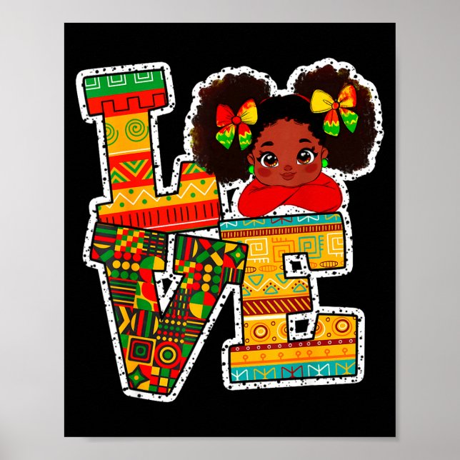 Poster Black History Month Love Afro Toddler Girls Americ (Devant)