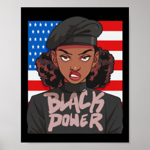 Poster Black History Moth Panther Party Afran Hair Usa Pa