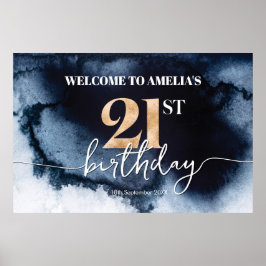 Poster Black Ink Aquarelle 21e anniversaire bannière de b