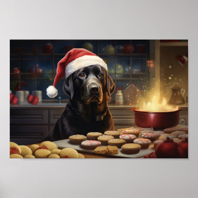 Poster Black Lab Christmas Cookies Festive Holiday (Devant)