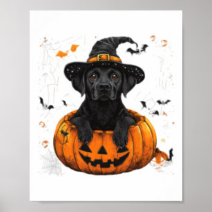 Poster Black Lab Labrador Citrouille Halloween Thanksgivi