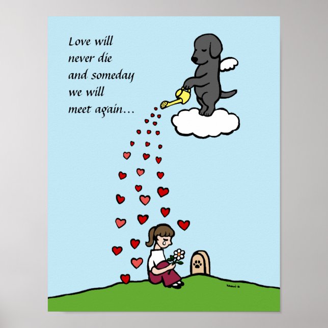 Poster Black Labrador Angel avec dessin animé (Devant)