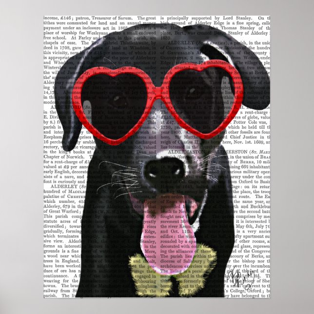 Poster Black Labrador Avec Lunettes de soleil Coeur (Devant)