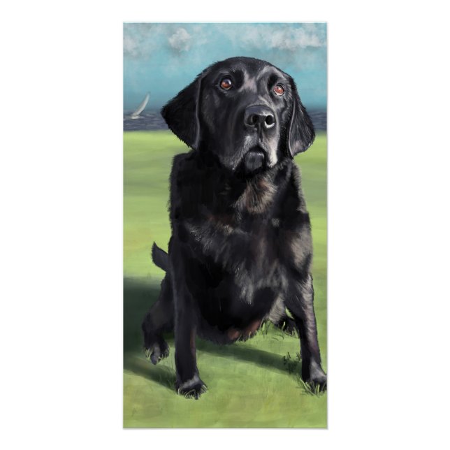Poster Black Labrador Retriever Arleigh on the Coast Art (Devant)
