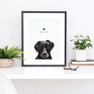 Poster Black Labrador Watercolor Illustration Nom du chie