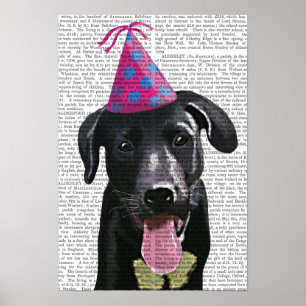 Poster Black Labrador With Party Hat